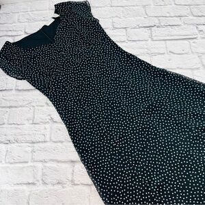 Jaclyn Smith Black and White Midi Dress Size 6 Fitted Sheath Cap Sleeve